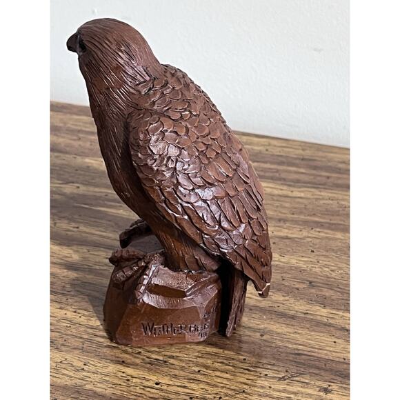 Red Mill Hand Carved Pecan Wood Eagle Sculpture signed Wetherbee - Picture 3 of 8